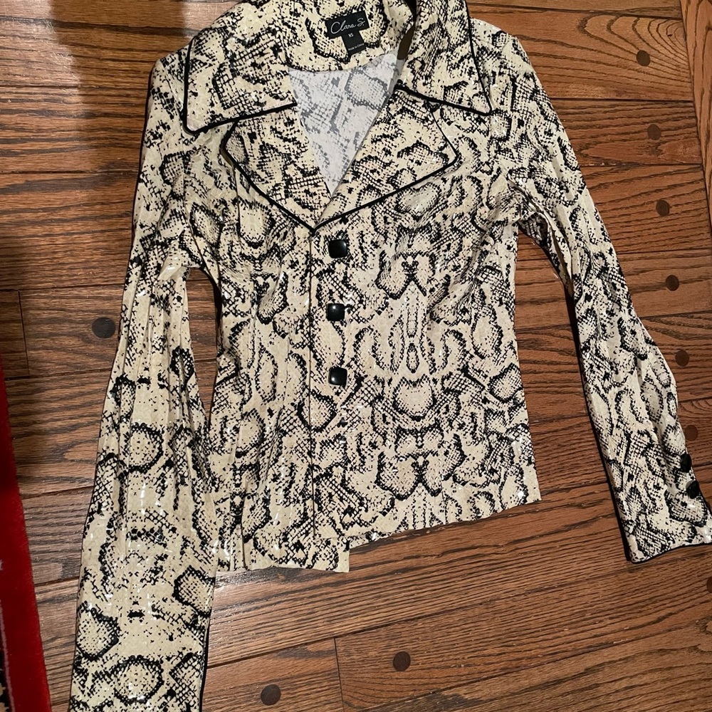 Cream and Black Print Jacket